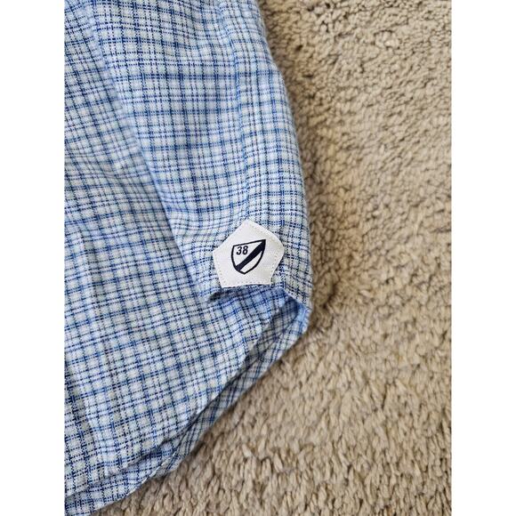 Cremieux Classics Shirt, Mens Large, White, Blue Plaid, Short Sleeve Button Down - Picture 3 of 9
